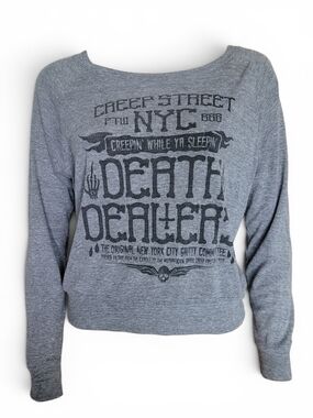 Creep Street Death Dealer Graphic Long Sleeved Tee Grey Small
